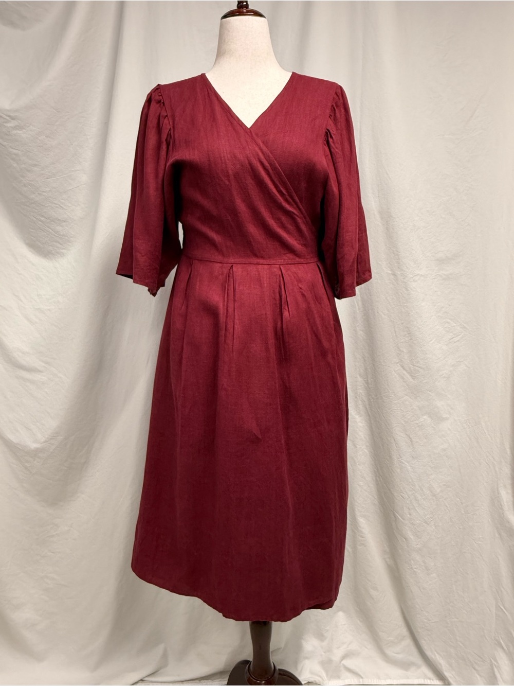 Pamut Women's Dark Red Wrap Midi Dress - Never worn!